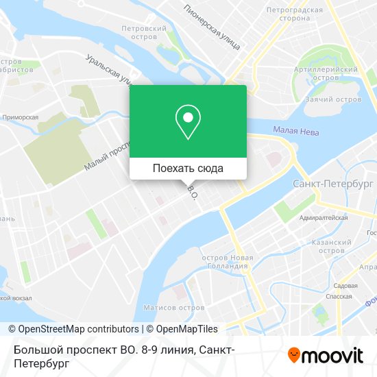 Карта Большой  проспект ВО. 8-9 линия