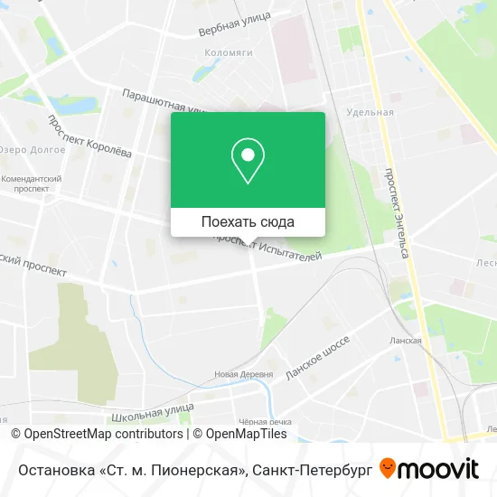 Карта Остановка «Ст. м. Пионерская»