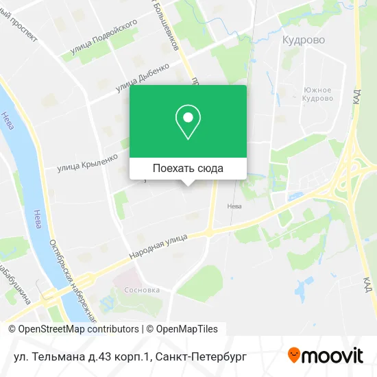 Карта ул. Тельмана д.43 корп.1