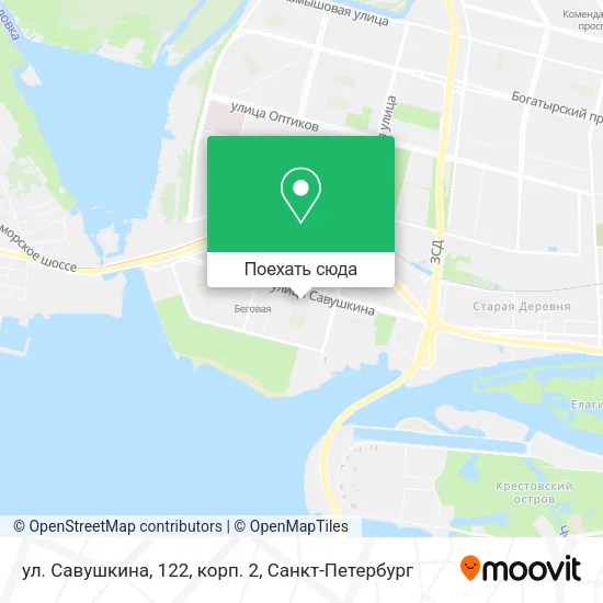 Карта ул. Савушкина, 122, корп. 2