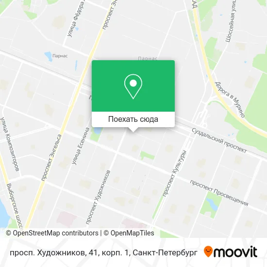 Карта просп. Художников, 41, корп. 1