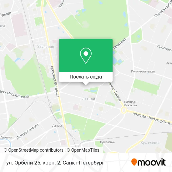 Карта ул. Орбели 25, корп. 2