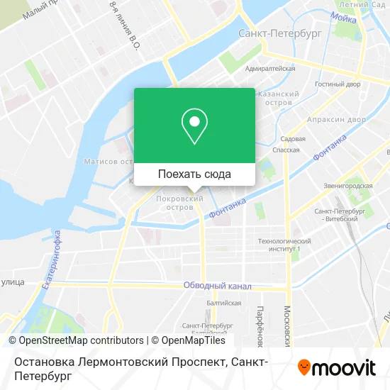 Карта Остановка Лермонтовский Проспект