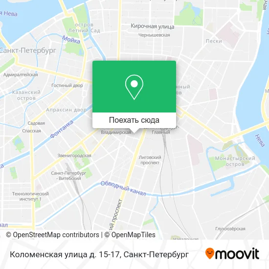 Карта Коломенская улица д. 15-17