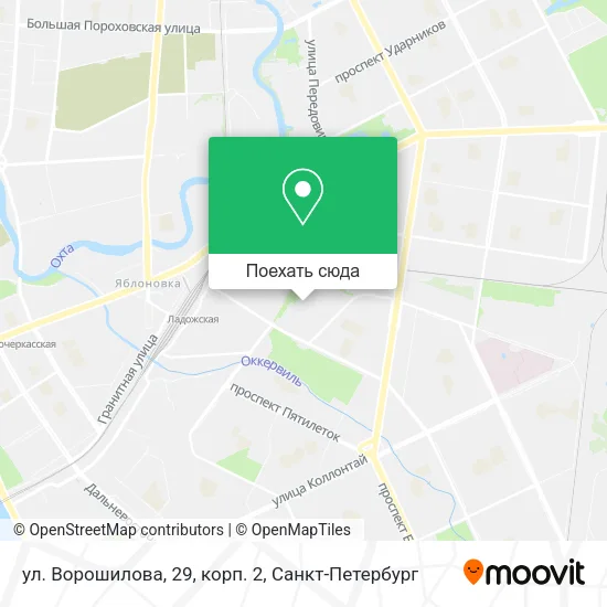 Карта ул. Ворошилова, 29, корп. 2