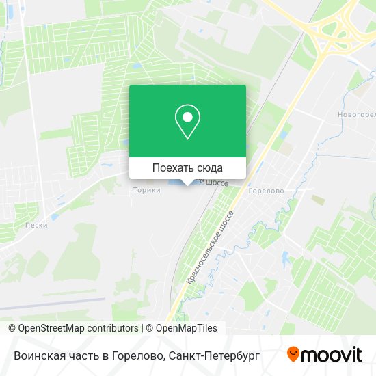 Карта Воинская часть в Горелово