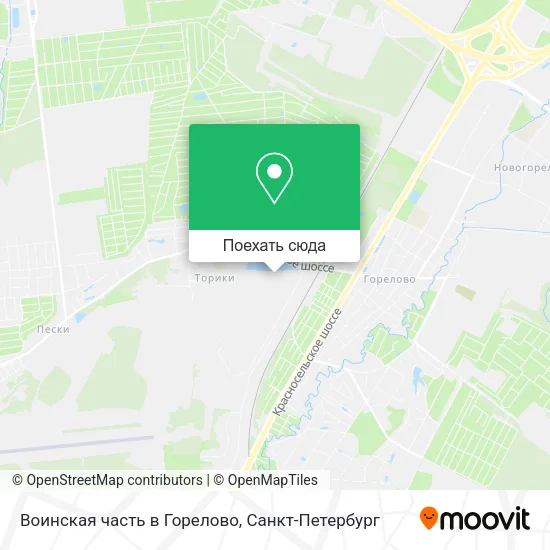 Карта Воинская часть в Горелово