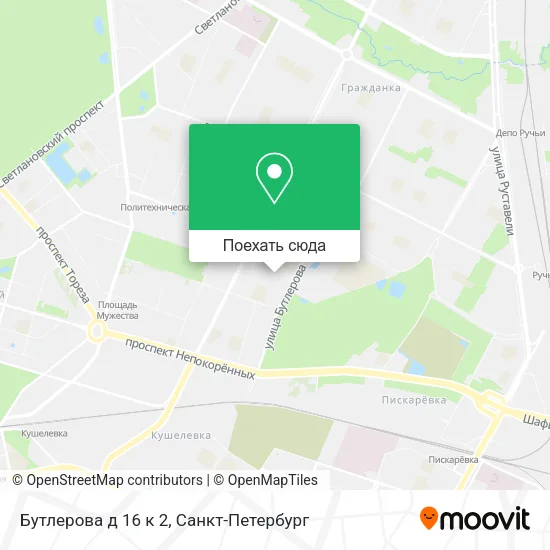 Карта Бутлерова д 16 к 2