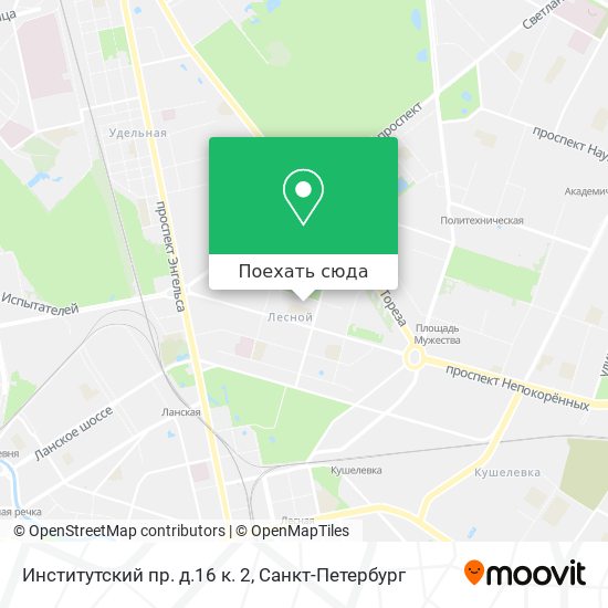 Карта Институтский пр. д.16 к. 2