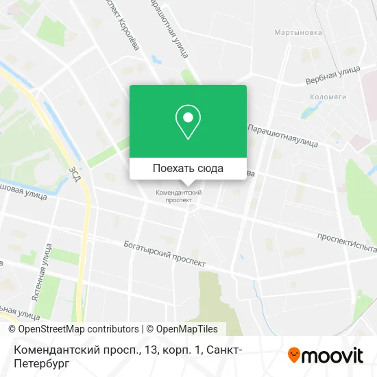 Карта Комендантский просп., 13, корп. 1