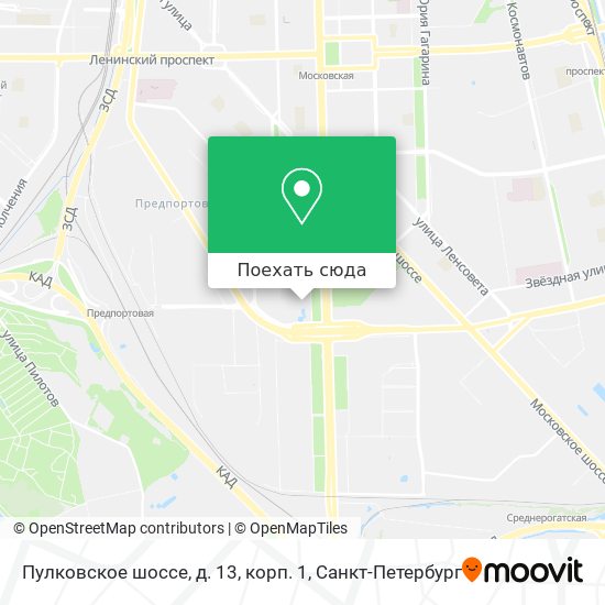 Карта Пулковское шоссе, д. 13, корп. 1