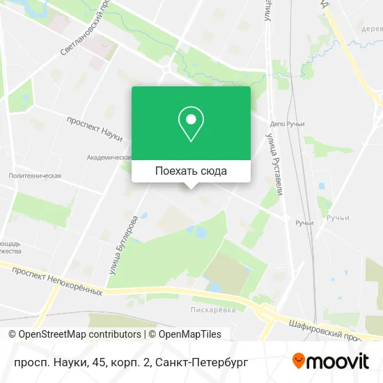 Карта просп. Науки, 45, корп. 2