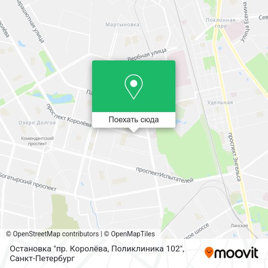 Карта Остановка "пр. Королёва, Поликлиника 102"