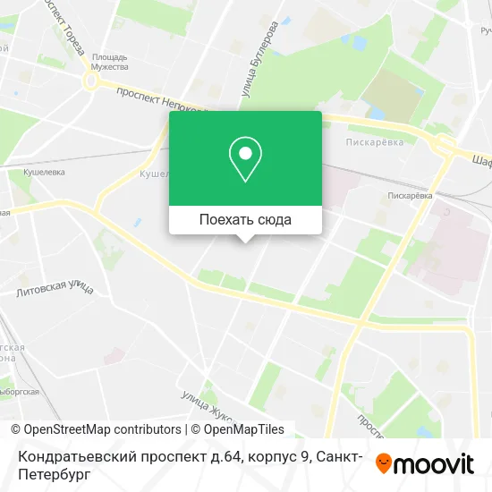 Карта Кондратьевский проспект д.64, корпус 9