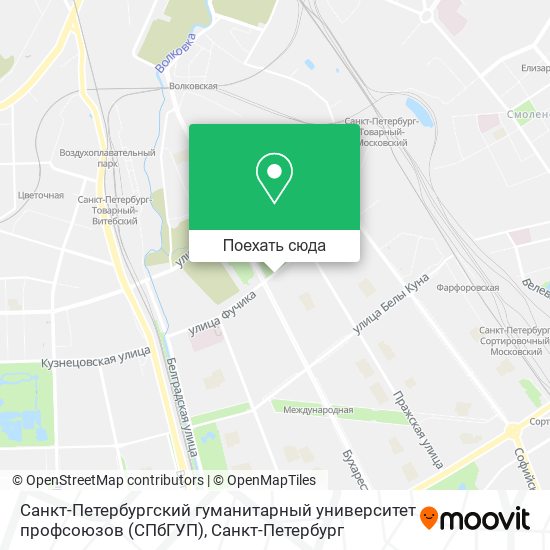 Карта Санкт-Петербургский гуманитарный университет профсоюзов (СПбГУП)