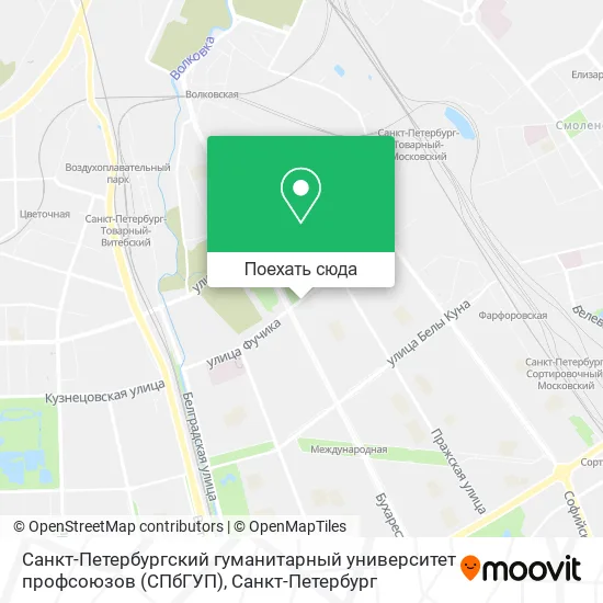 Карта Санкт-Петербургский гуманитарный университет профсоюзов (СПбГУП)