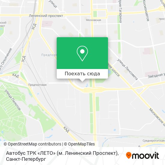 Карта Автобус ТРК «ЛЕТО» (м. Ленинский Проспект)