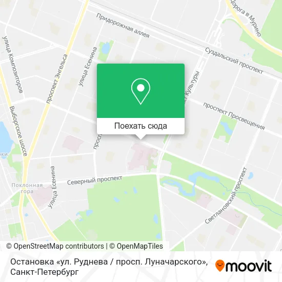 Карта Остановка «ул. Руднева / просп. Луначарского»