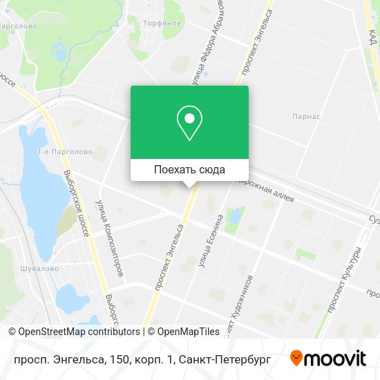 Карта просп. Энгельса, 150, корп. 1