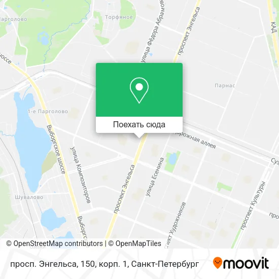 Карта просп. Энгельса, 150, корп. 1