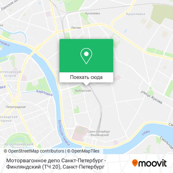 Карта Моторвагонное депо Санкт-Петербург - Финляндский (ТЧ 20)