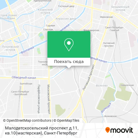 Карта Малодетскосельский проспект д.11, кв.10(мастерская)