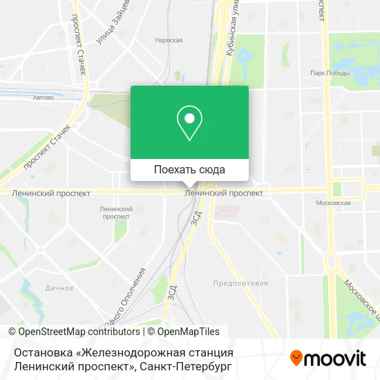 Карта Остановка «Железнодорожная станция Ленинский проспект»