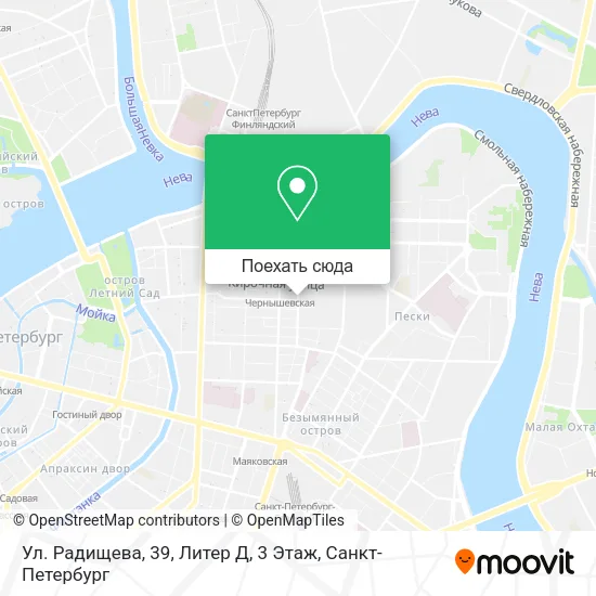 Карта Ул. Радищева, 39, Литер Д, 3 Этаж