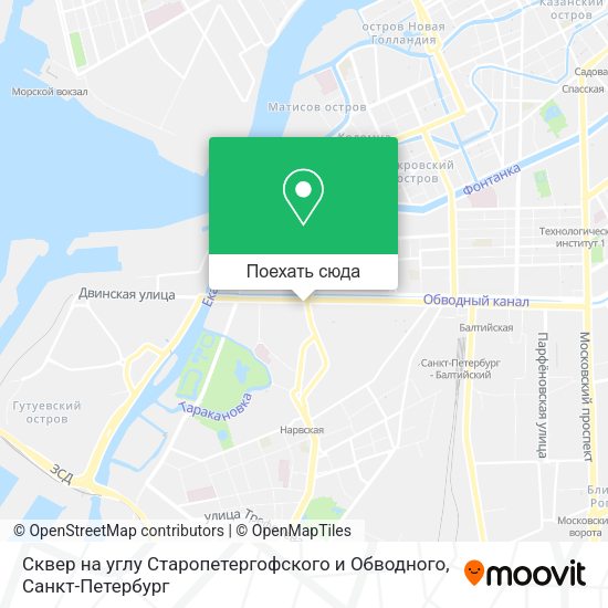 Карта Сквер на углу Старопетергофского и Обводного