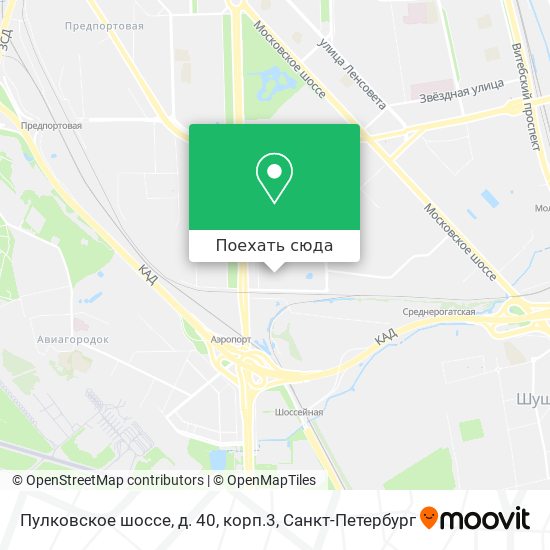 Карта Пулковское шоссе, д. 40, корп.3