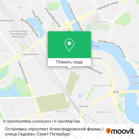 Карта Остановка «проспект Александровской фермы / улица Седова»