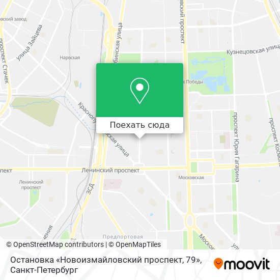 Карта Остановка «Новоизмайловский проспект, 79»