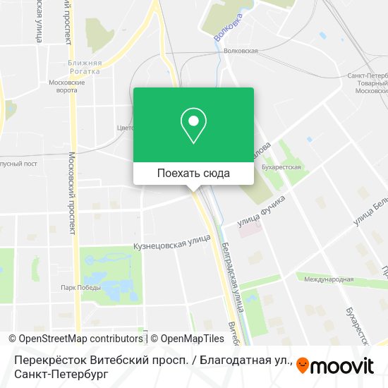 Карта Перекрёсток Витебский просп. / Благодатная ул.