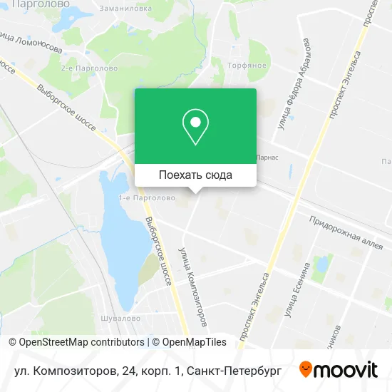 Карта ул. Композиторов, 24, корп. 1