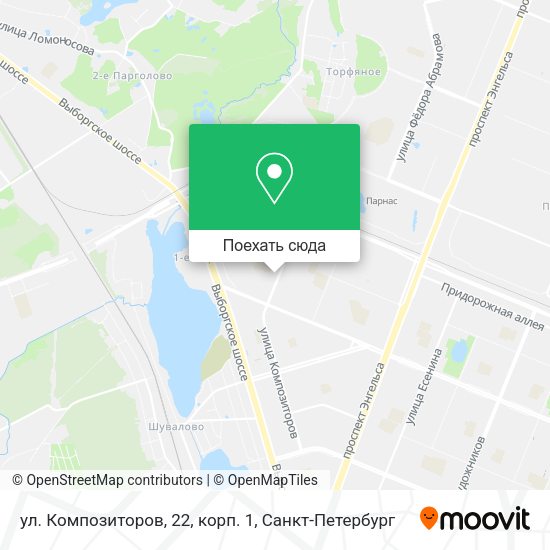 Карта ул. Композиторов, 22, корп. 1