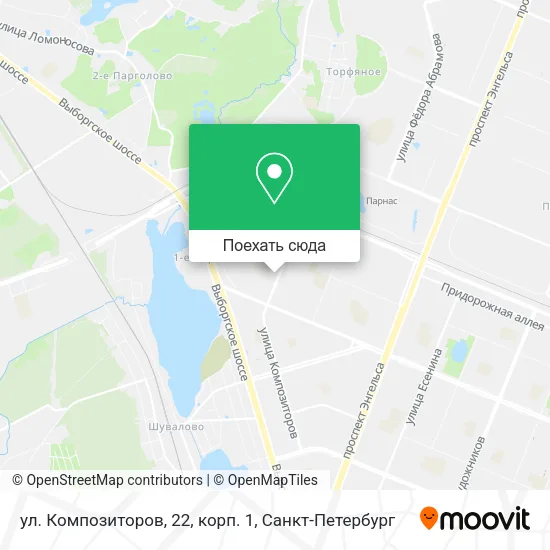Карта ул. Композиторов, 22, корп. 1