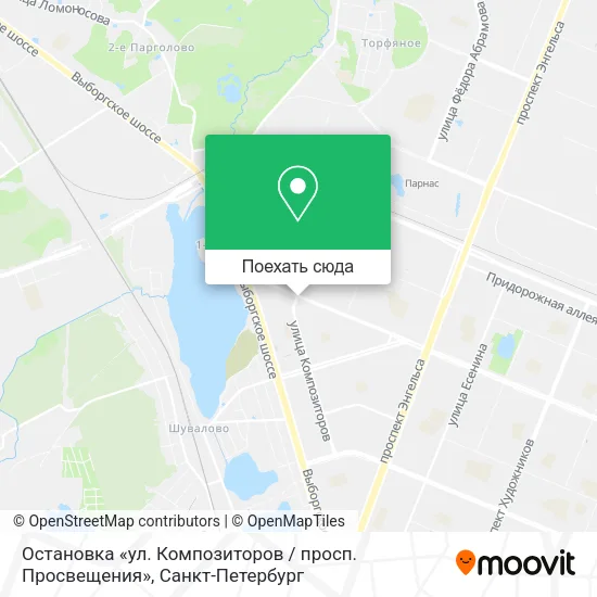 Карта Остановка «ул. Композиторов / просп. Просвещения»