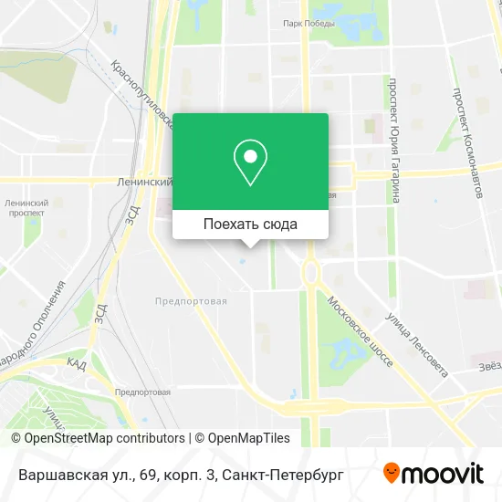 Карта Варшавская ул., 69, корп. 3