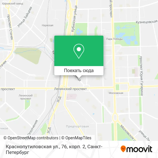 Карта Краснопутиловская ул., 76, корп. 2
