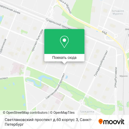 Карта Светлановский проспект д.60 корпус 3