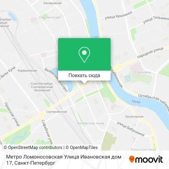 Карта Метро Ломоносовская Улица Ивановская дом 17
