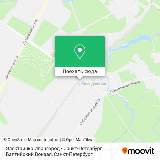 Карта Электричка Ивангород - Санкт-Петербург Балтийский Вокзал