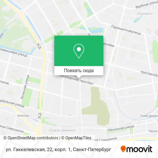 Карта ул. Гаккелевская, 22, корп. 1