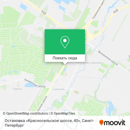 Карта Остановка «Красносельское шоссе, 40»