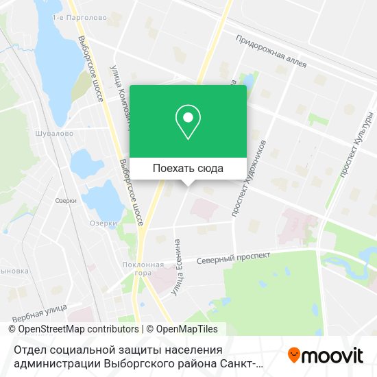 Карта Отдел социальной защиты населения администрации Выборгского района Санкт-Петербурга