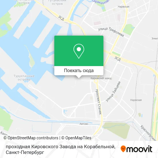 Карта проходная Кировского Завода на Корабельной