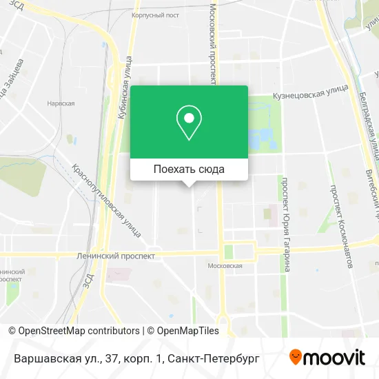 Карта Варшавская ул., 37, корп. 1