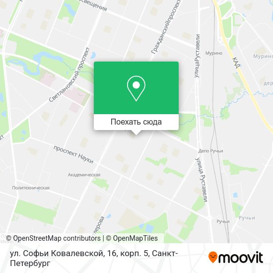 Карта ул. Софьи Ковалевской, 16, корп. 5