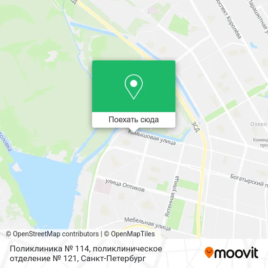 Карта Поликлиника № 114, поликлиническое отделение № 121