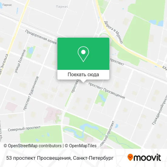 Карта 53 проспект Просвещения